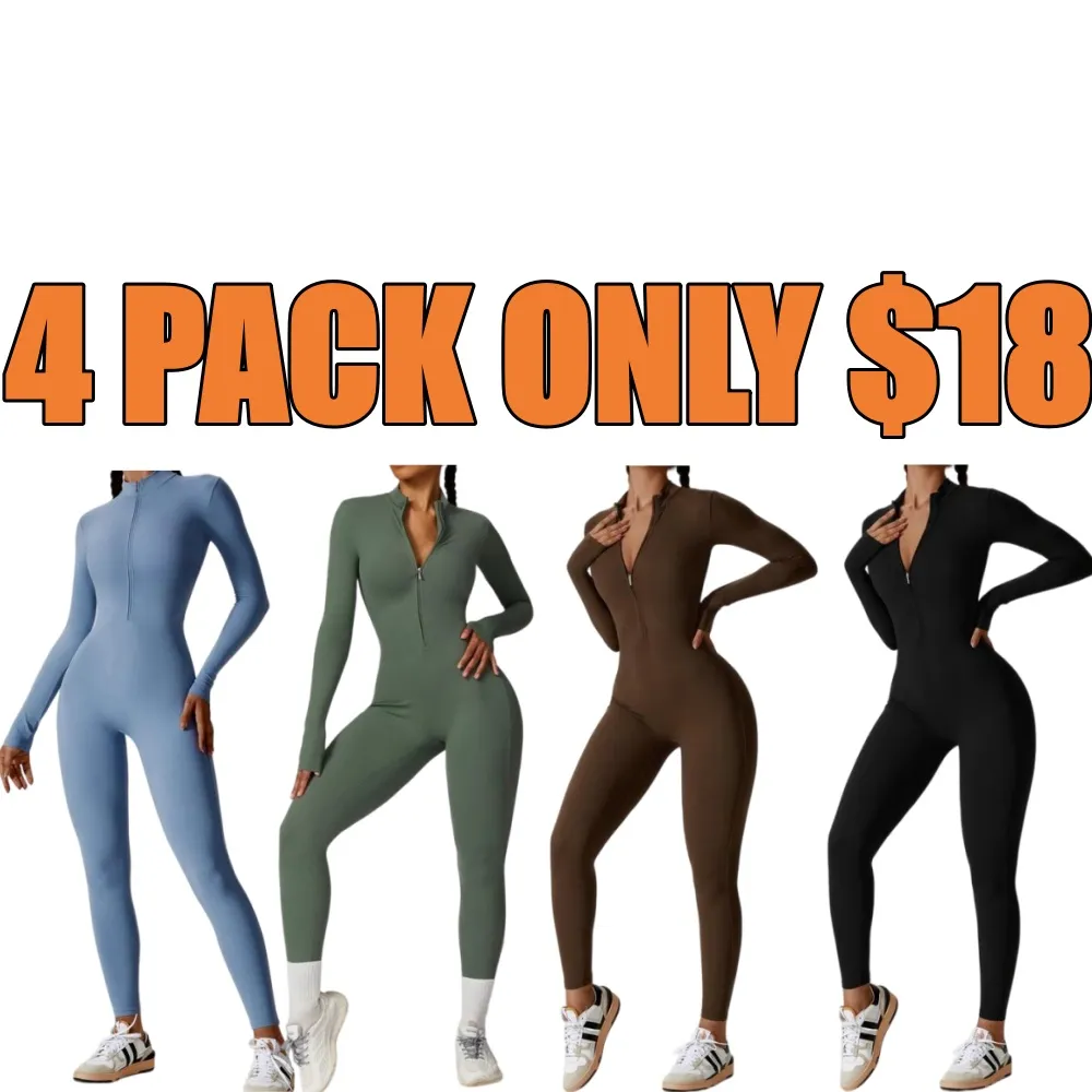 Women All-Season Zip Sports Yoga Jumpsuit