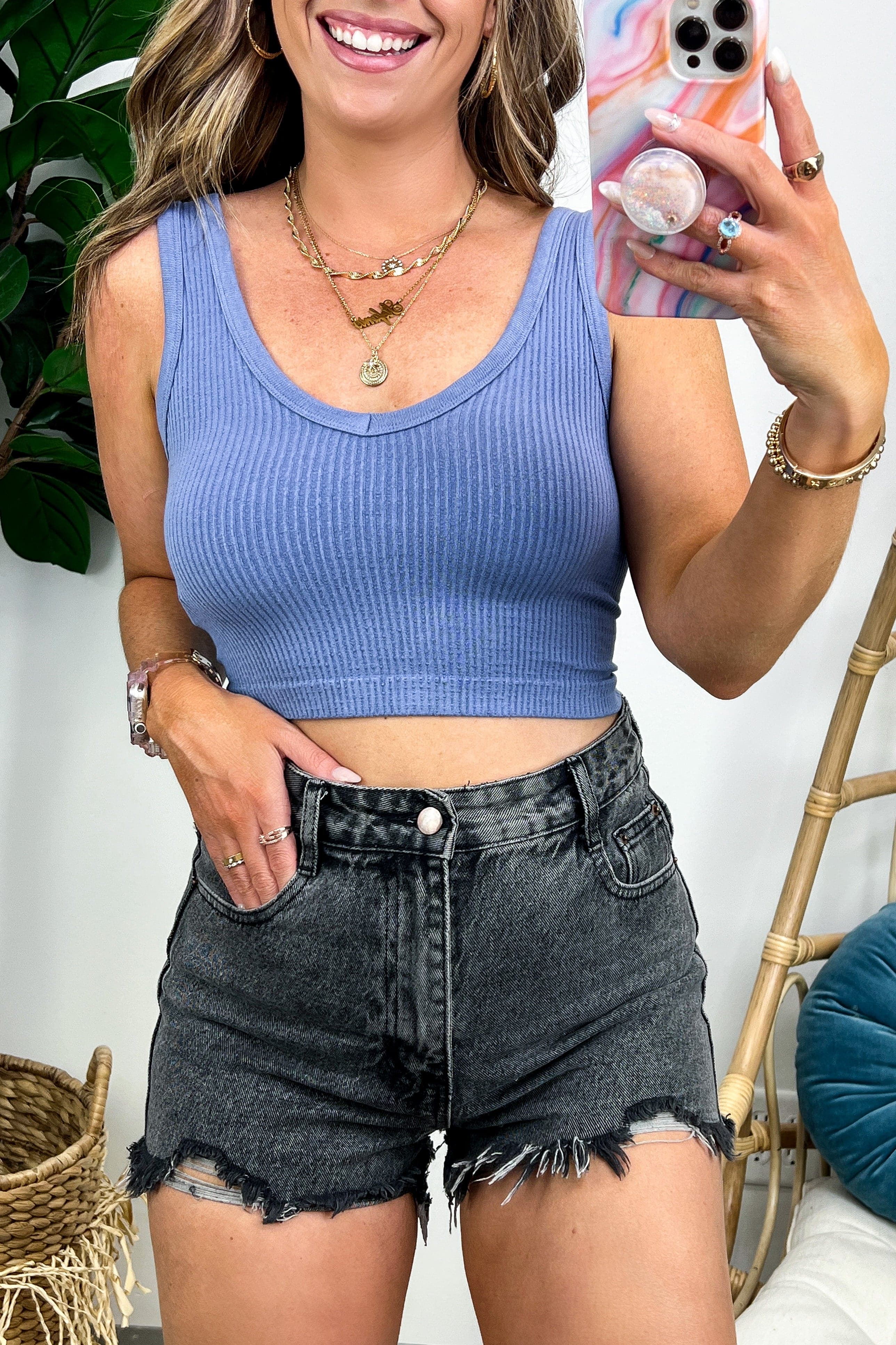 Ribbed Seamless Cropped Tank Bra Top