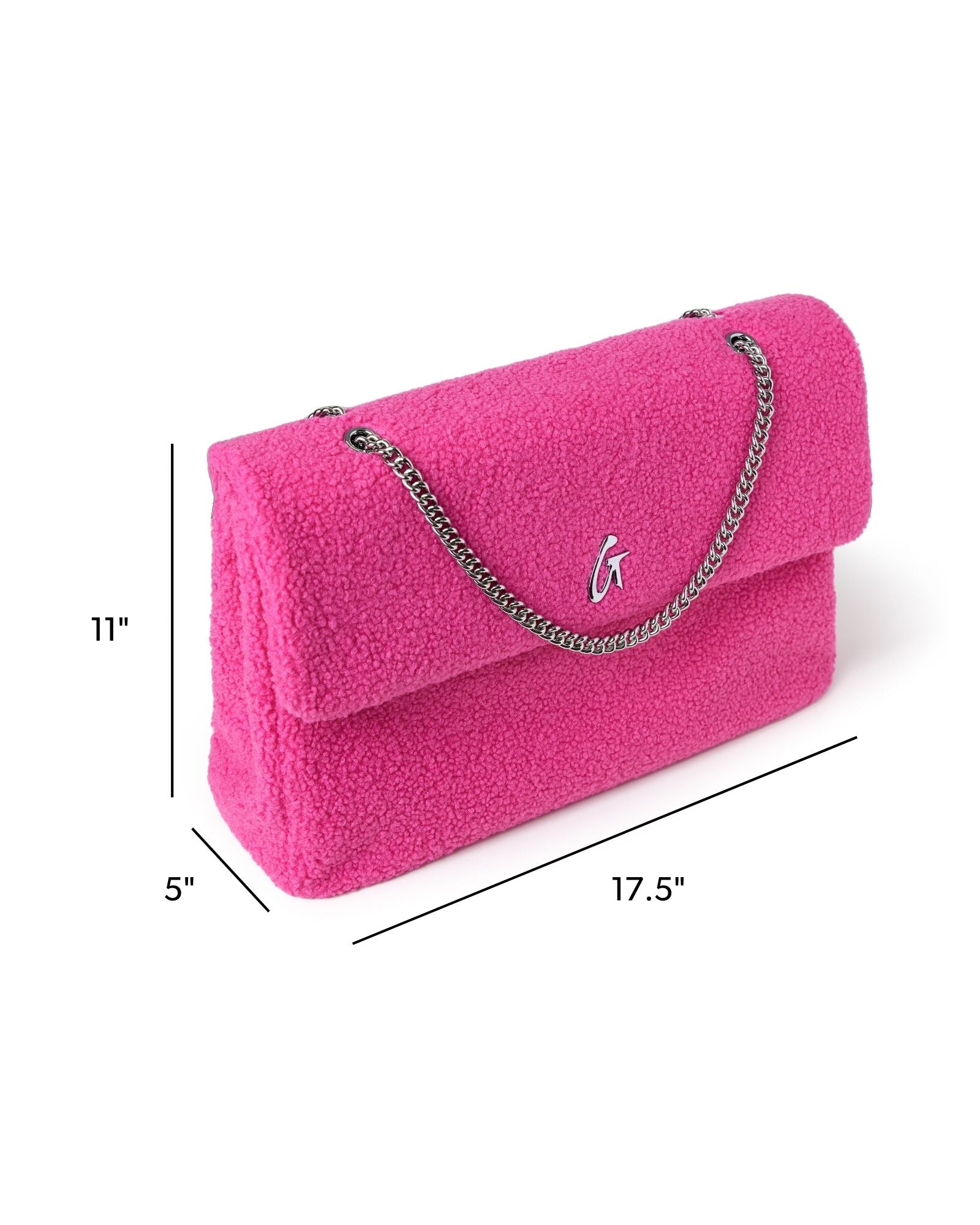 XL TEDDY FLAP BAG - HOT PINK