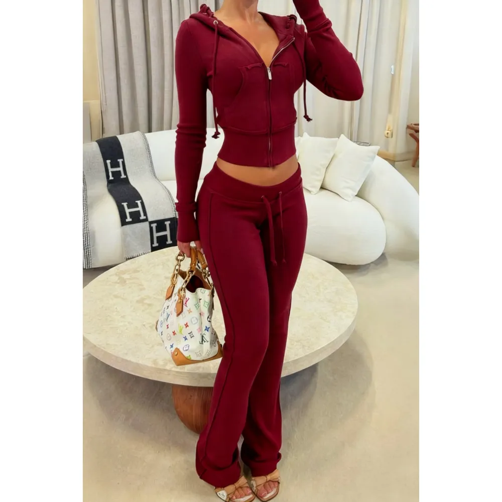 Women's Cropped Zip-Up Two-Piece Set