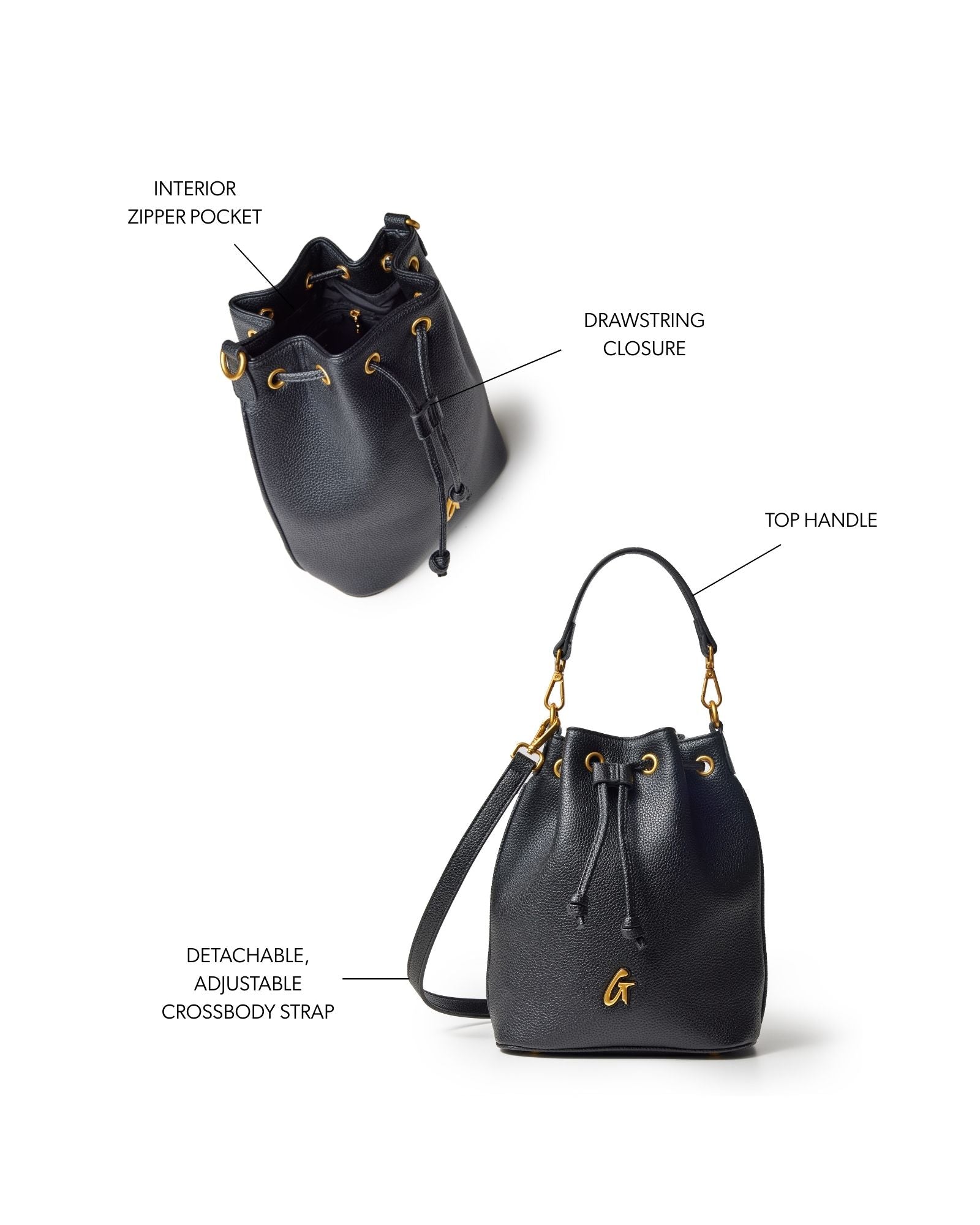 MEDIUM PEBBLE BUCKET BAG - BLACK