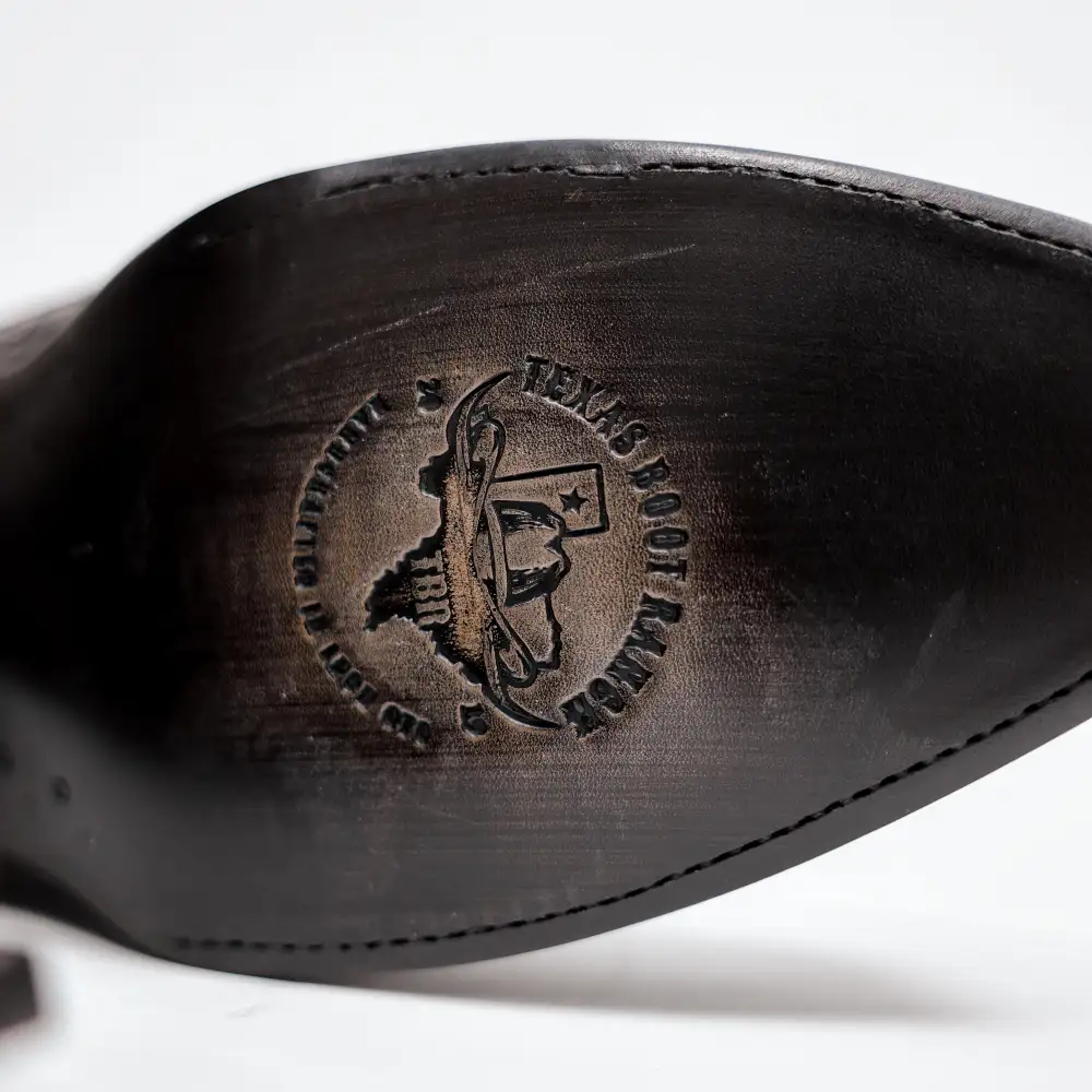 Black Caiman Hornback Leather Boots - Round Toe