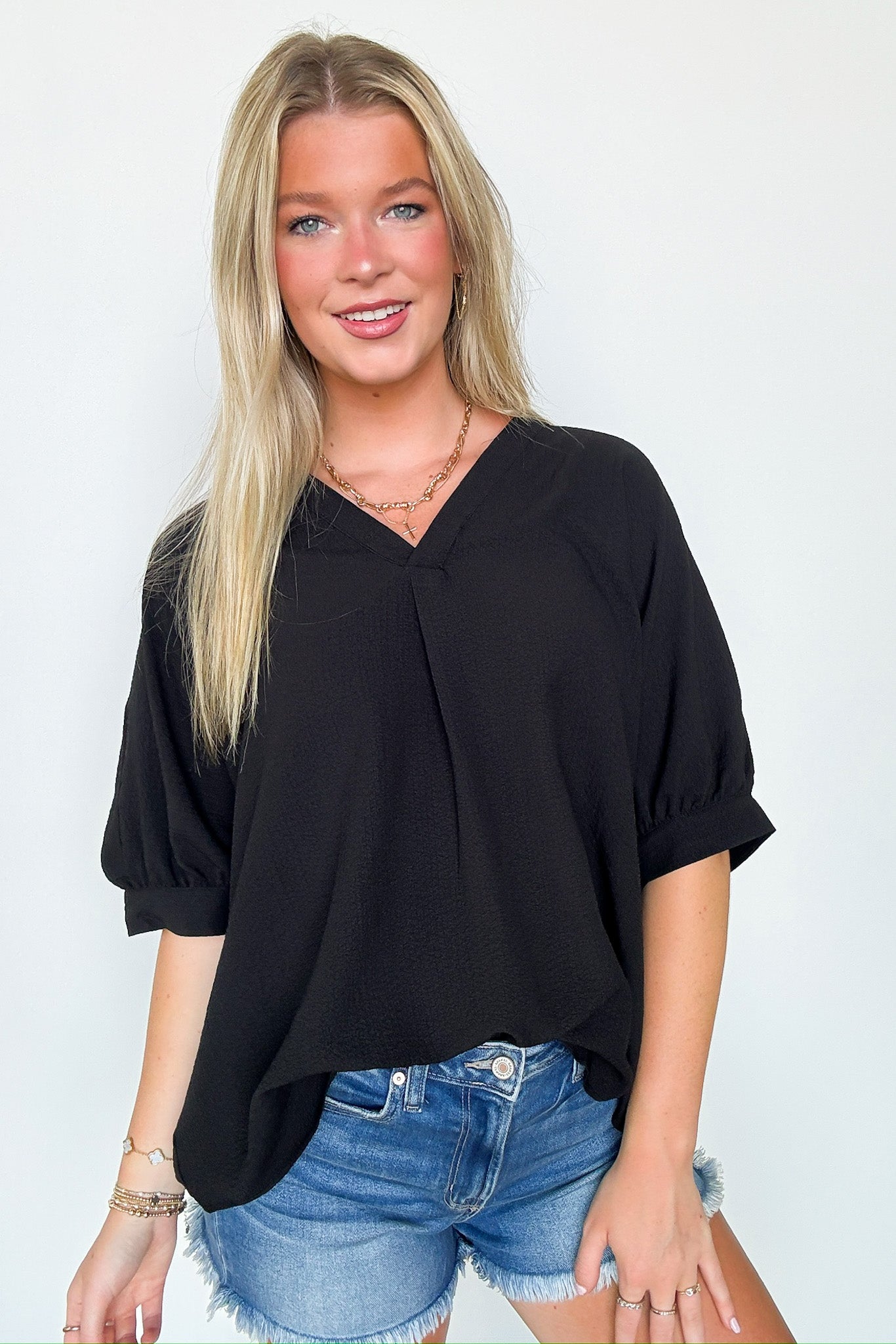 V-Neck Flowy Blouse Top
