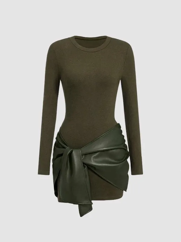 Women's Patchwork Knot Side Dress