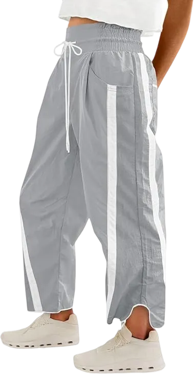 Women's Relaxed Wide-Leg Pants Color-Blocked Athletic Pants