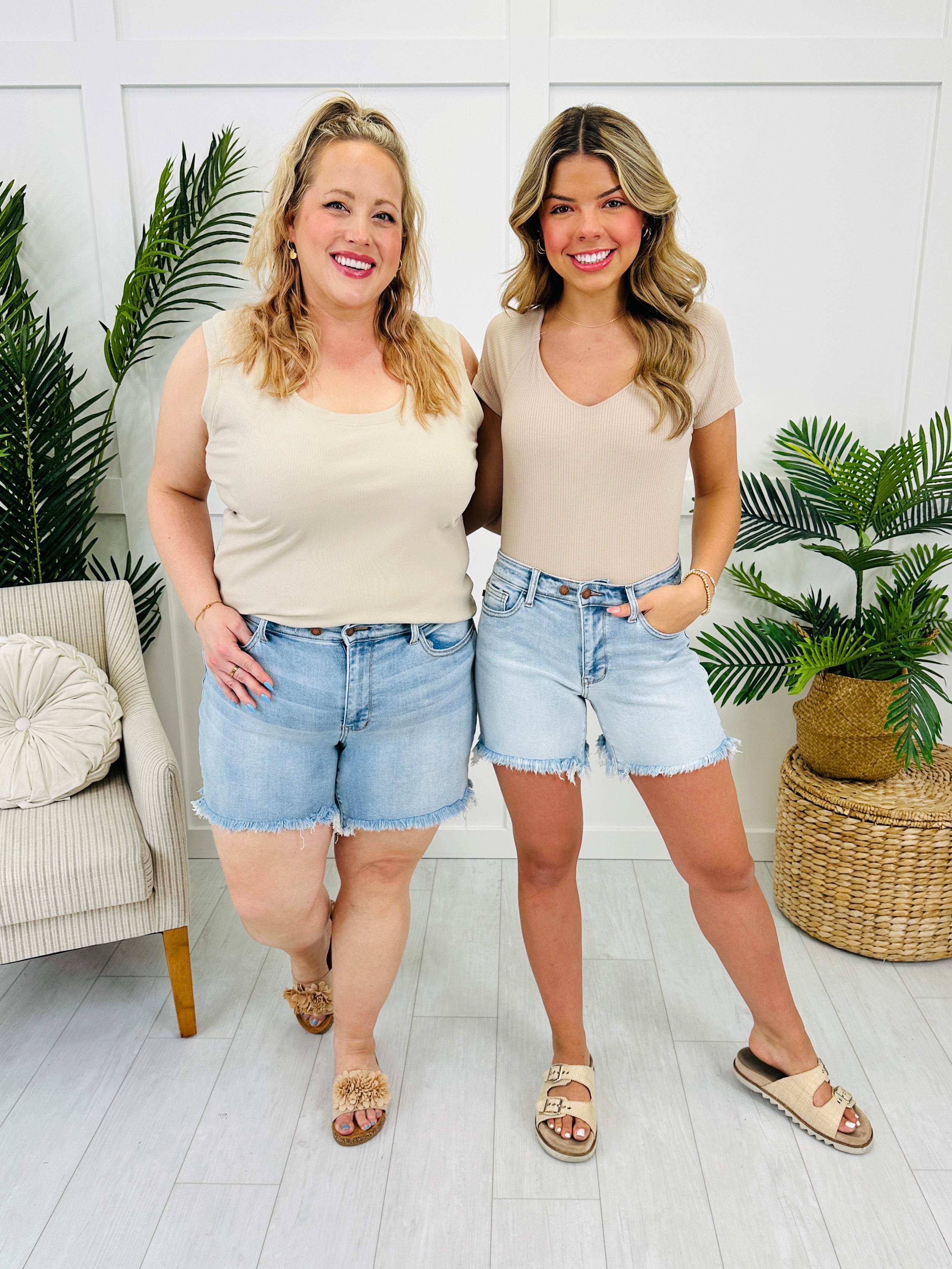 Judy Blue Fringed & Fabulous Double Button Dad Shorts