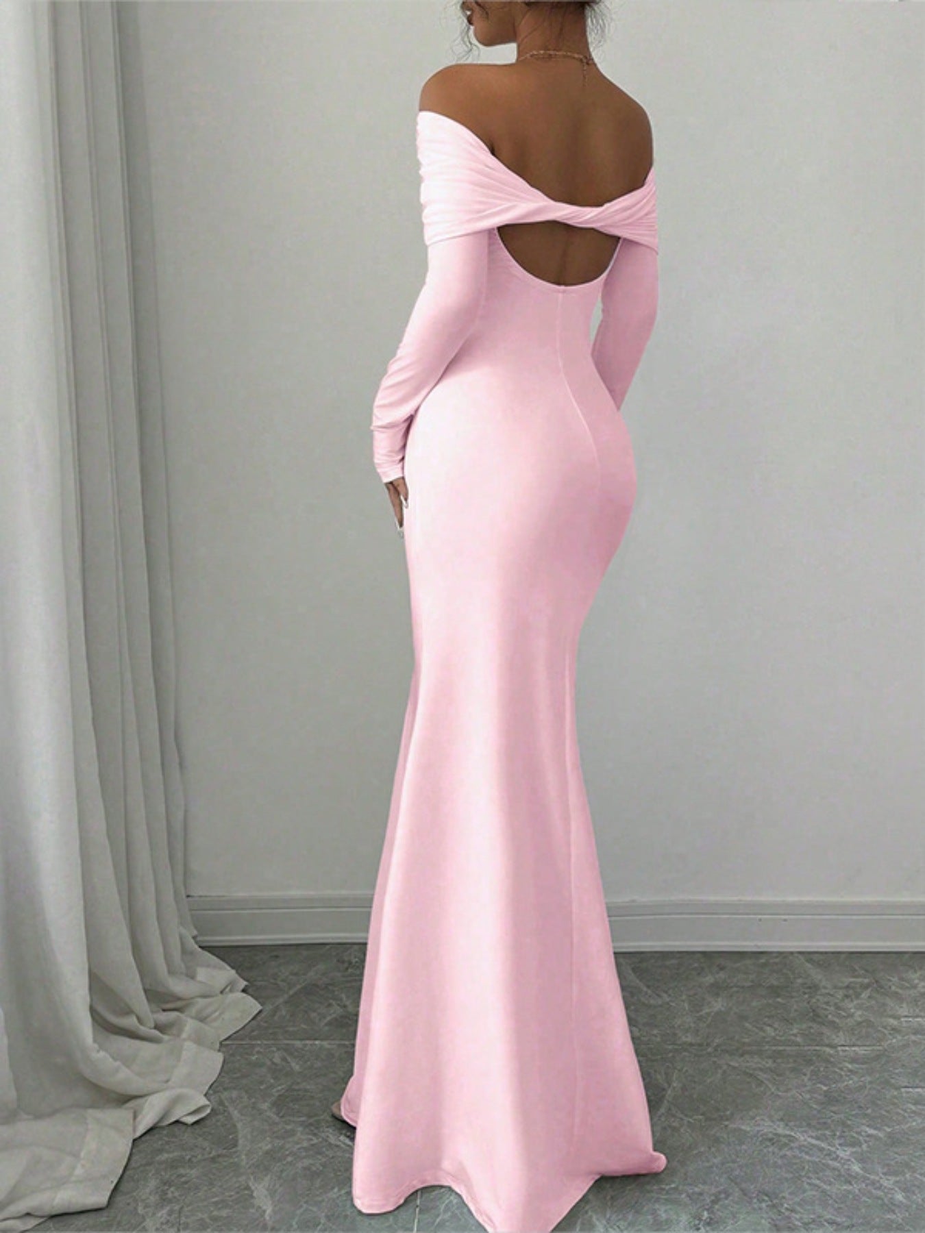 Off-Shoulder Long Sleeve Bodycon Maxi Dress