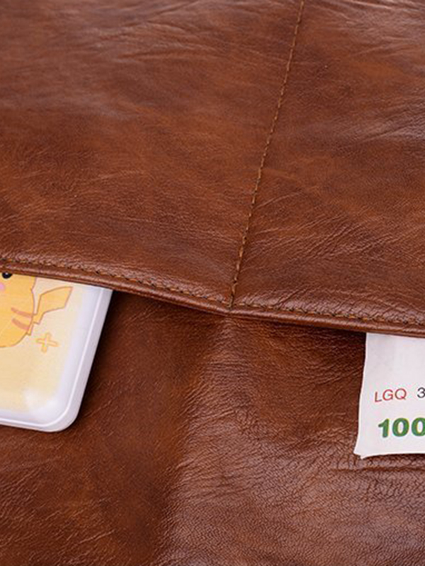 Vintage Solid Color Split-Joint Leather Shoulder Bag