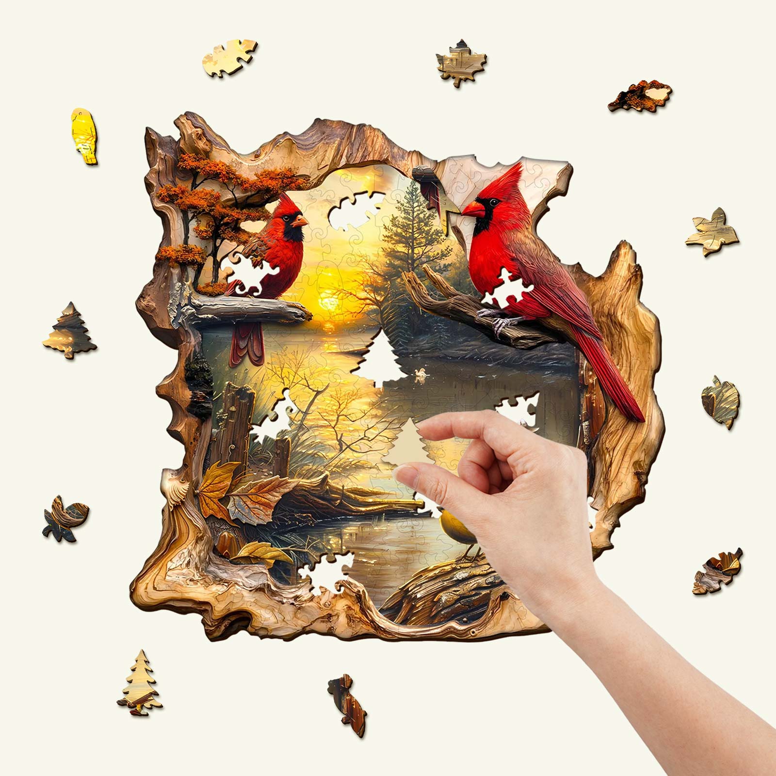 Sunset Lake Wooden Jigsaw Puzzle