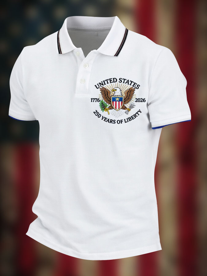 Men'S Retro Patriotic Independence Day 250Th Anniversary Polo Shirt
