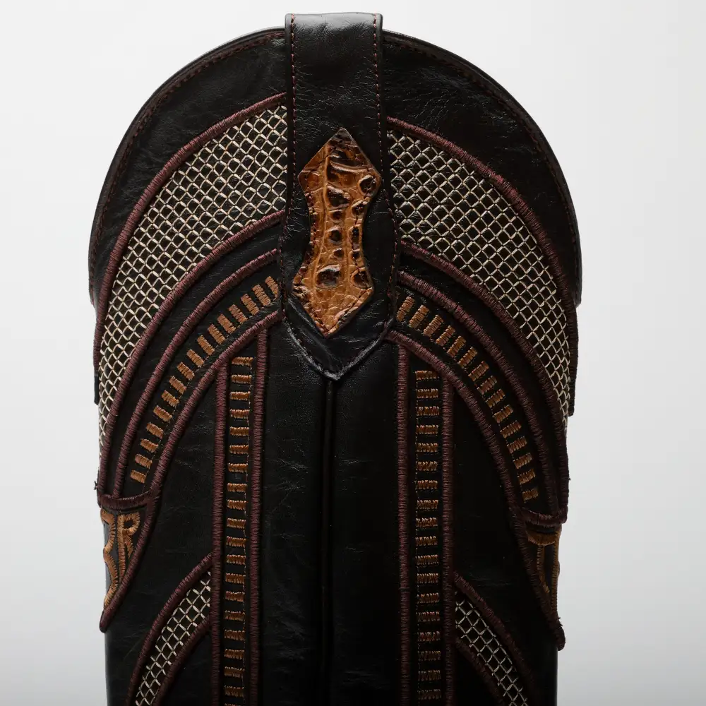 Honey Caiman Belly Leather Boots - Square Toe