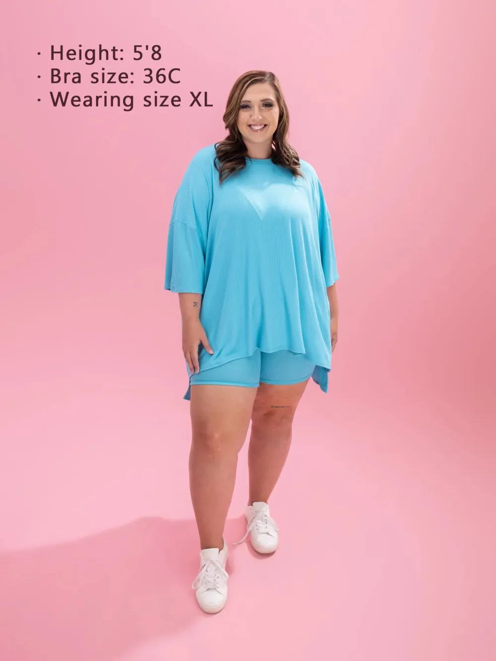 🩷Rib Oversized Top & Biker Short Lounge Set