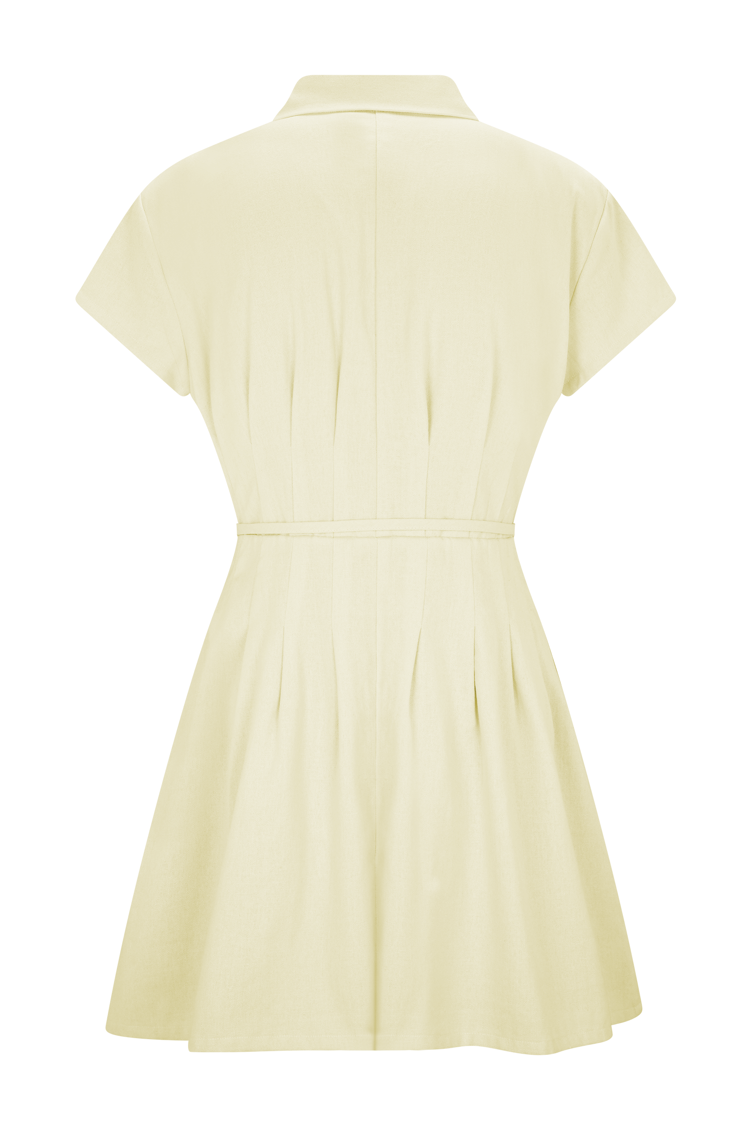 Lemon Buttoned Linen Mini Dress