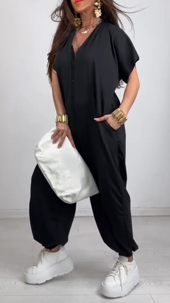 Women's V-neck Loose Casual Jumpsuit