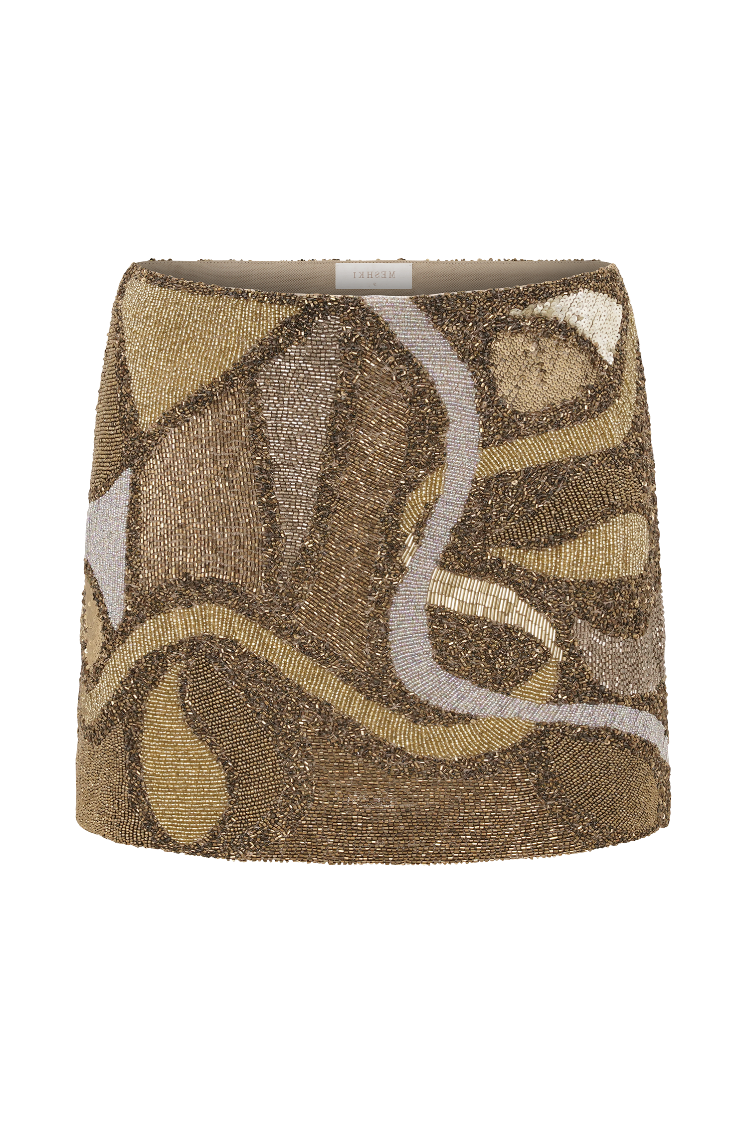 Gold Hand Beaded Abstract Mini Skirt
