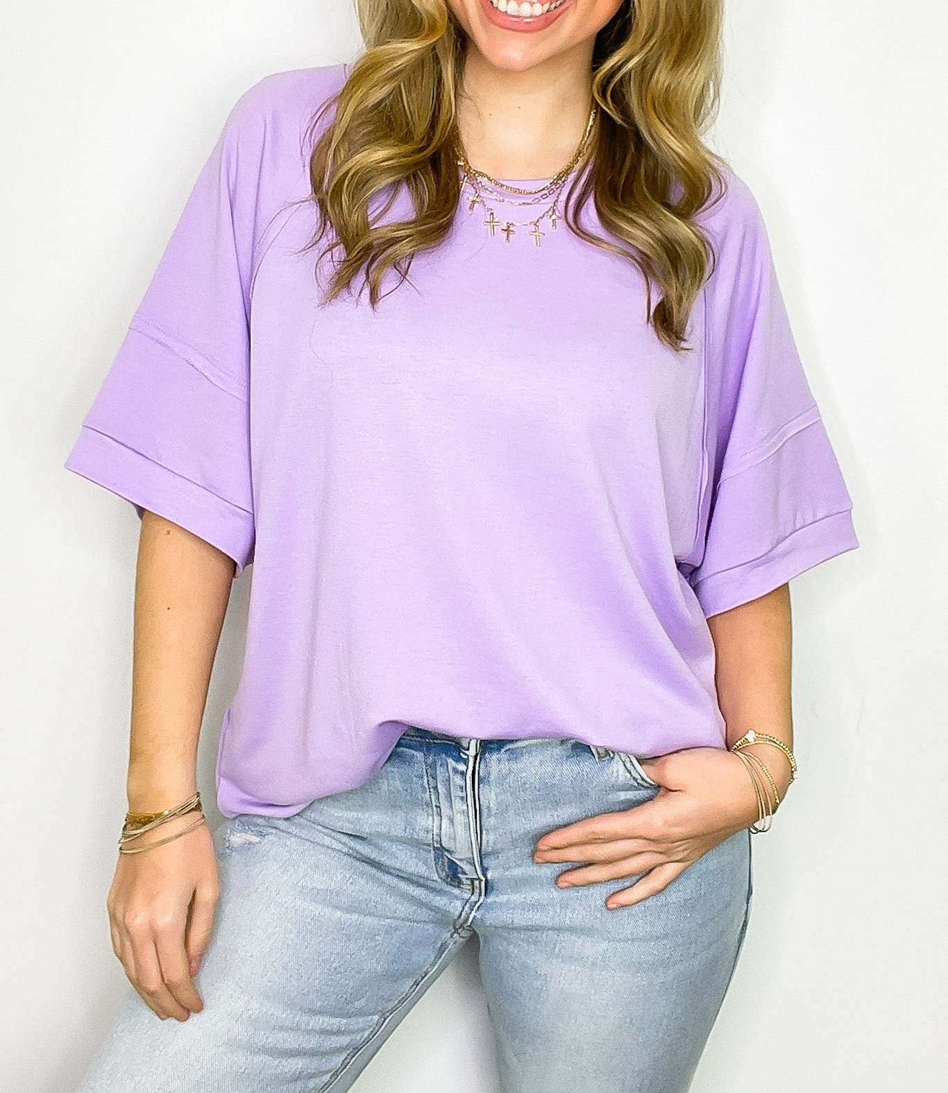 Chill Out Terry Knit Raw Edge Relaxed Top