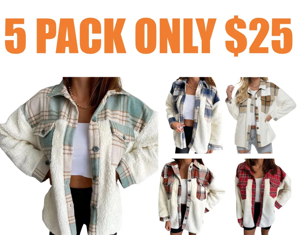 Women's Sherpa Leopard Plaid Shacket