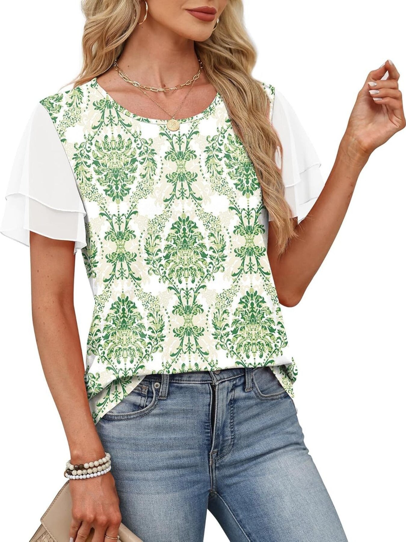 Layered Short Sleeve Round Neck T-Shirt