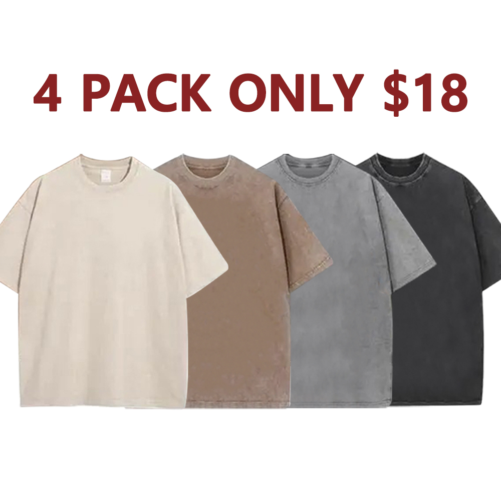 Oversized Vintage Heavyweight Tees – Unisex Gym Cotton Acid Wash