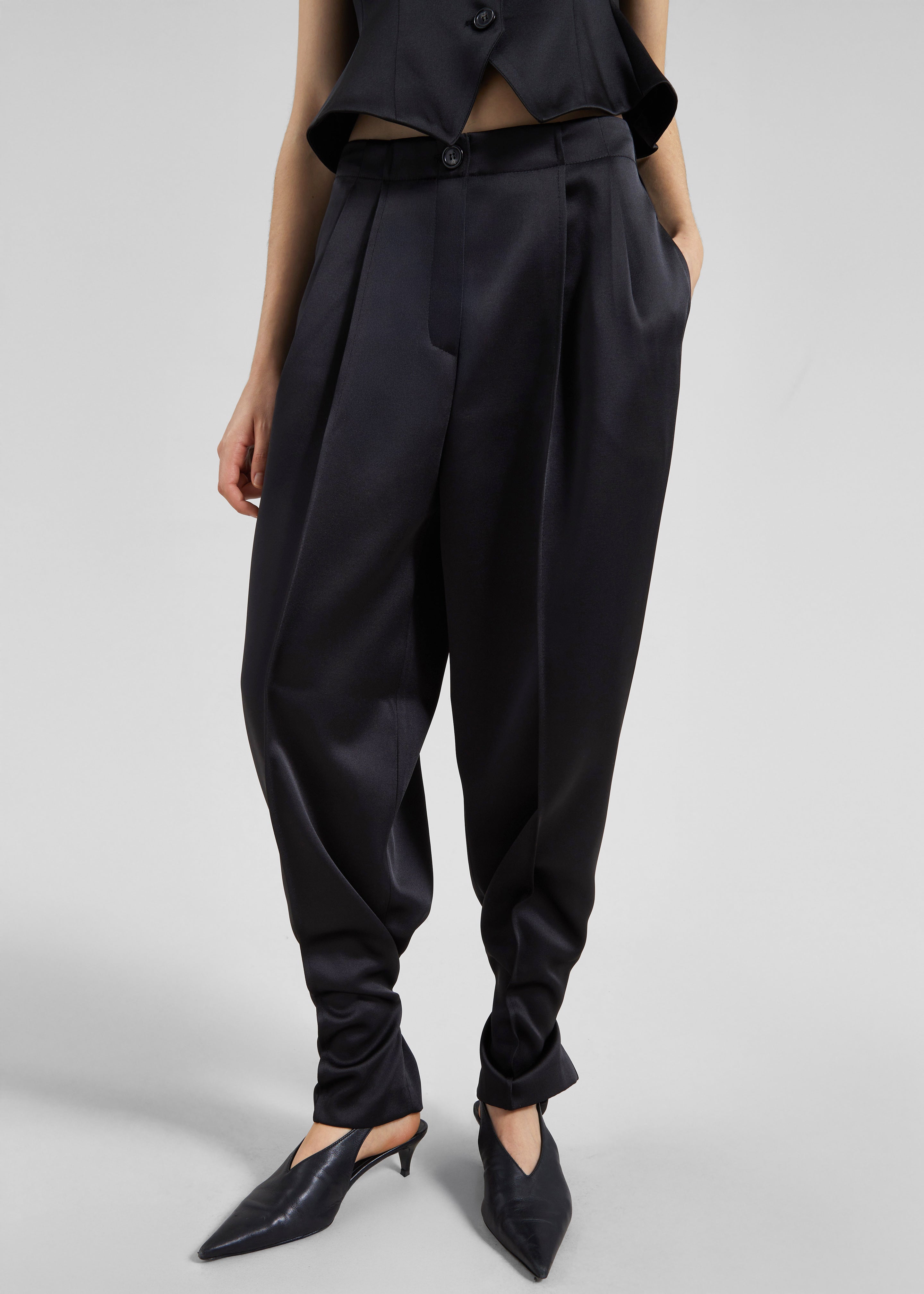 Rui Satin Trousers - Black