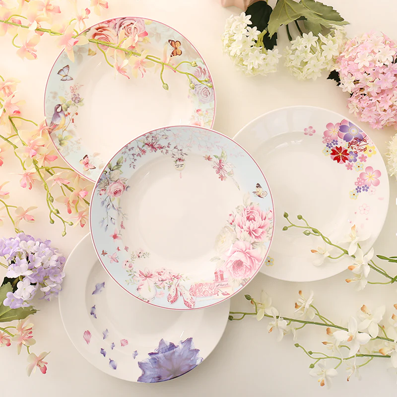 Pink Flowers Bone China Bowl