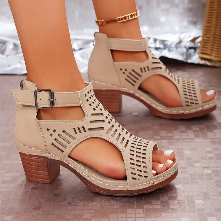 Open Toe Block Heel Sandals (2 color options)