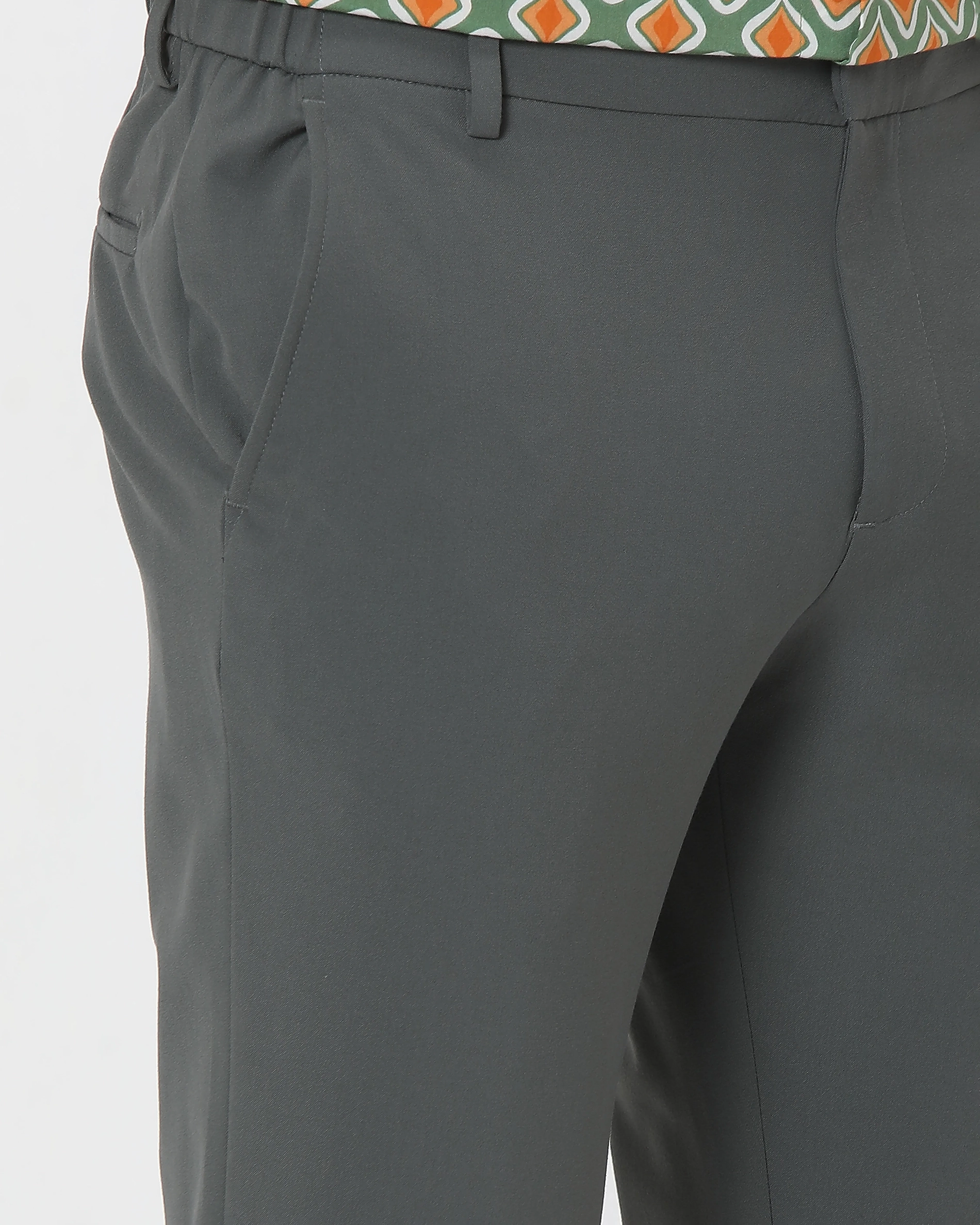 Classic Versatile Soft Slim-Fit Straight-Leg Olive Trousers