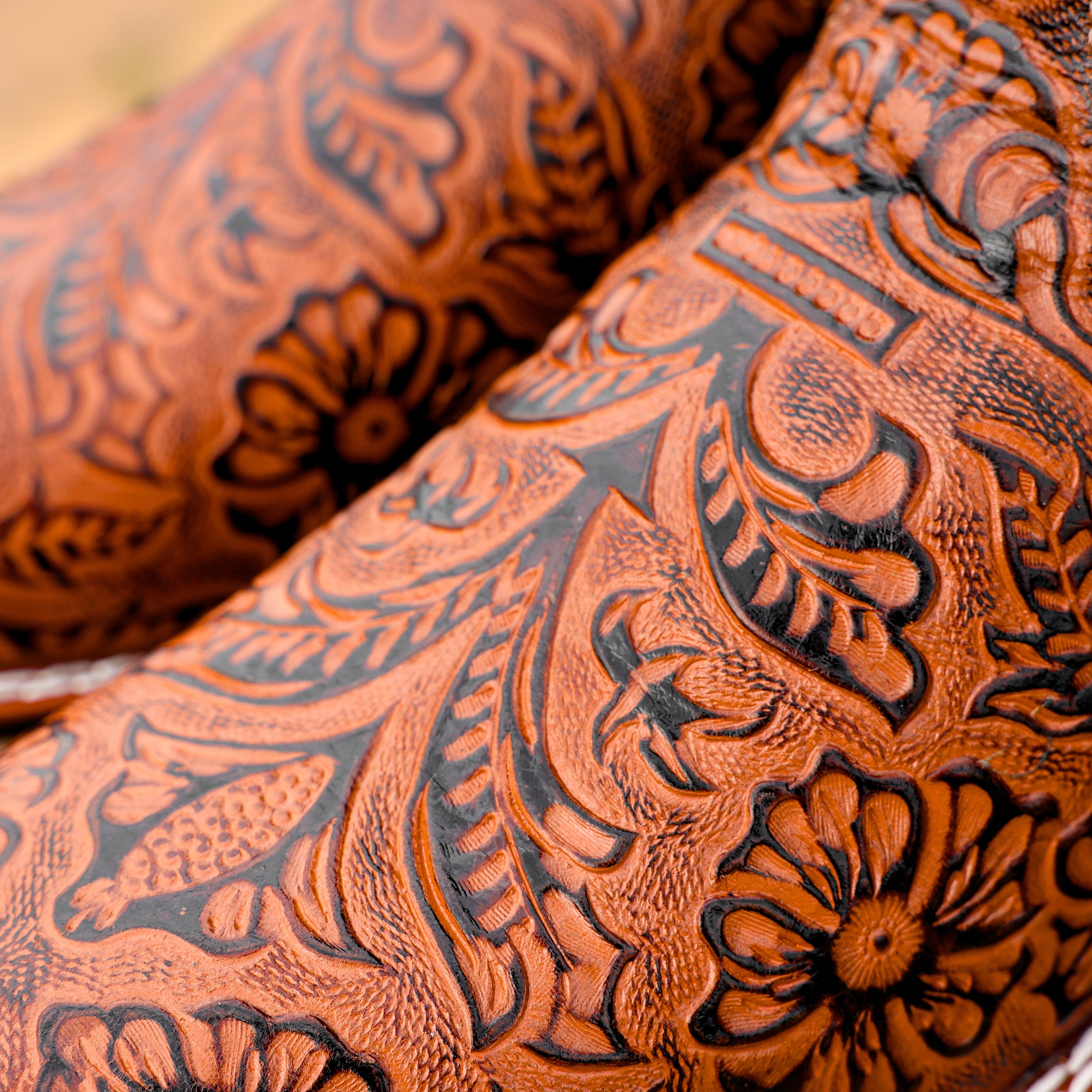 Cognac Hand-Tooled Leather Boots - Composite Toe