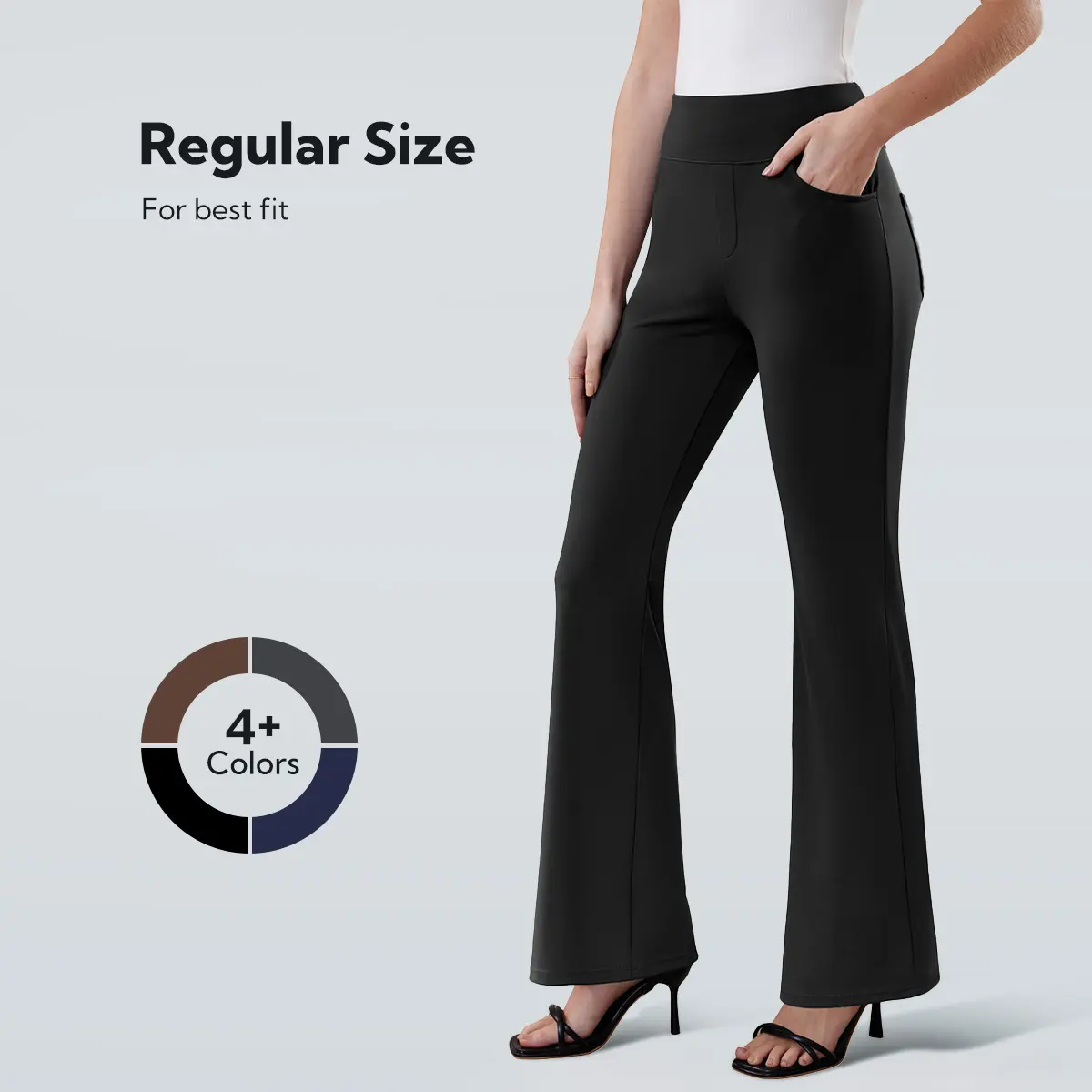 Womens Dress Pants Stretchy Work Pants Business Casual Office Trousers Pull On Flare Slacks