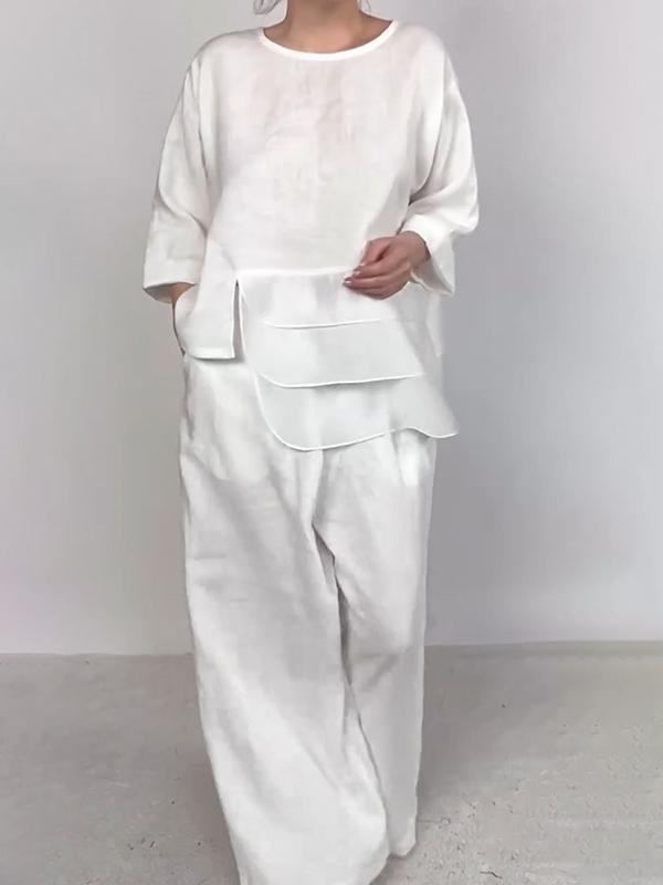 Women Stylish Plain Satin Three-pieces Set