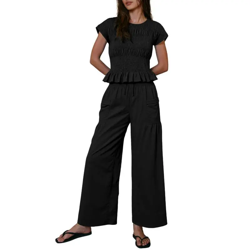 Women's Casual Pocket Two-Piece Set