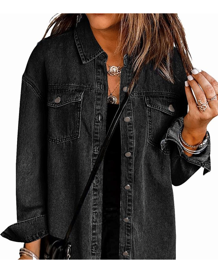 Jean Jackets for Women Ripped Fringe Denim Jean Jacket