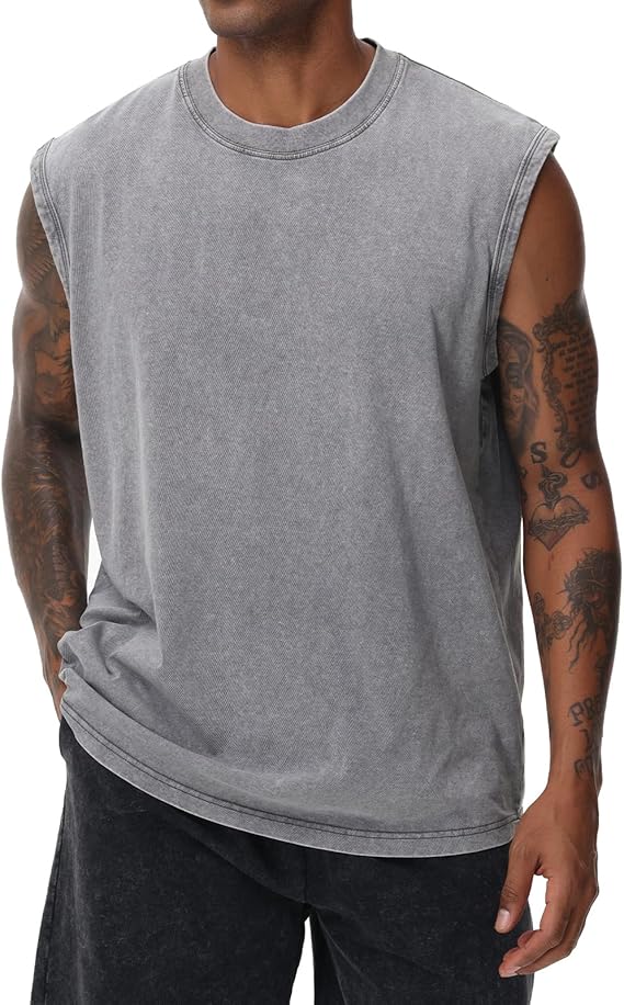 Men's Solid Color Round Neck Tank Top Loose Casual Comfy Classic Crew Neck Sleeveless Top for Summer Casual Loose Fit