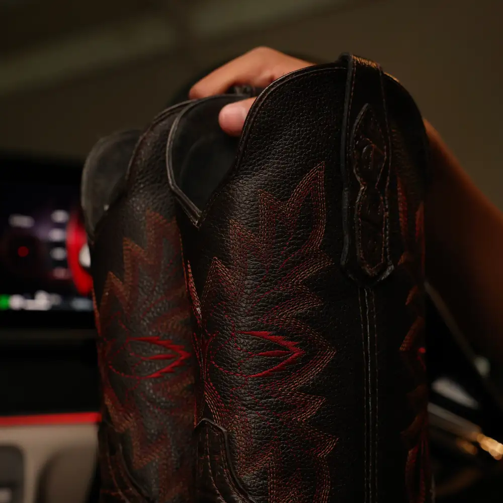 Copper Caiman Neck Leather Boots - Square Toe