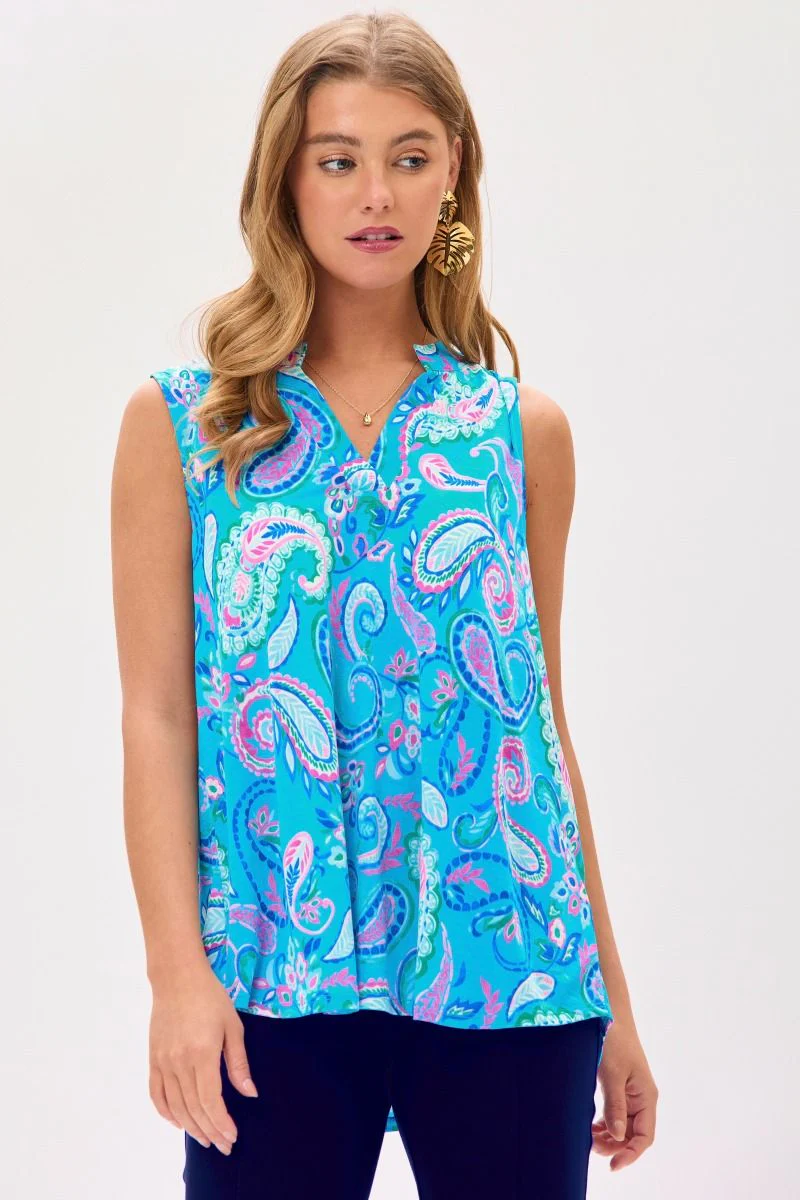 Dear Scarlett Tank Top in Paisley Aqua
