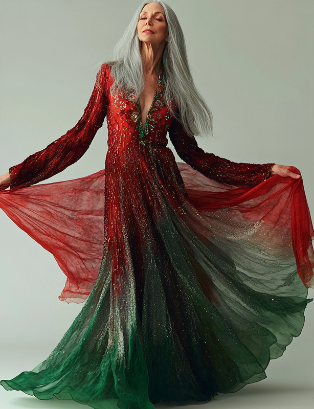 Spring and summer loose and comfortable contrasting gradient dress c1c3