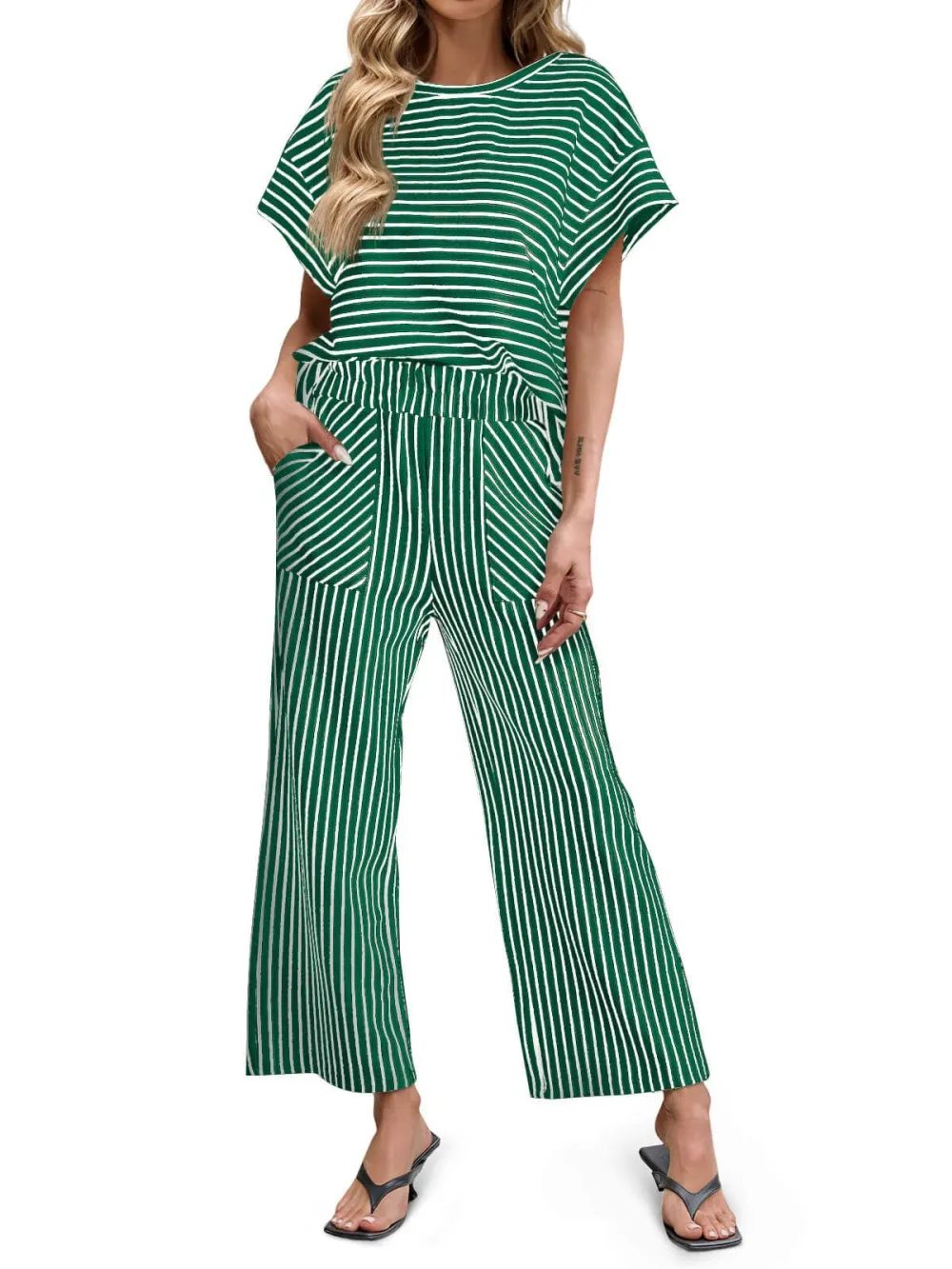 Women's Striped 2 Piece Lounge Set