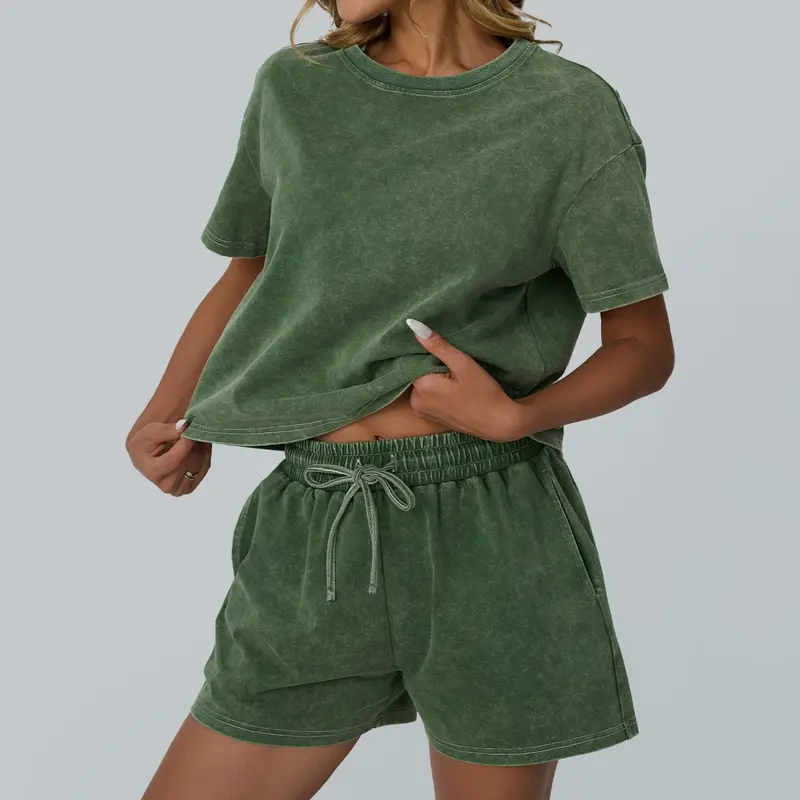 AUTOMET Y2K Fade Craft Casual Acid Wash 2-Piece Outfit | Women's Tank Top & Shorts Set | Spring Comfort Fit | No Bleach/Detergent Needed SpringStatements