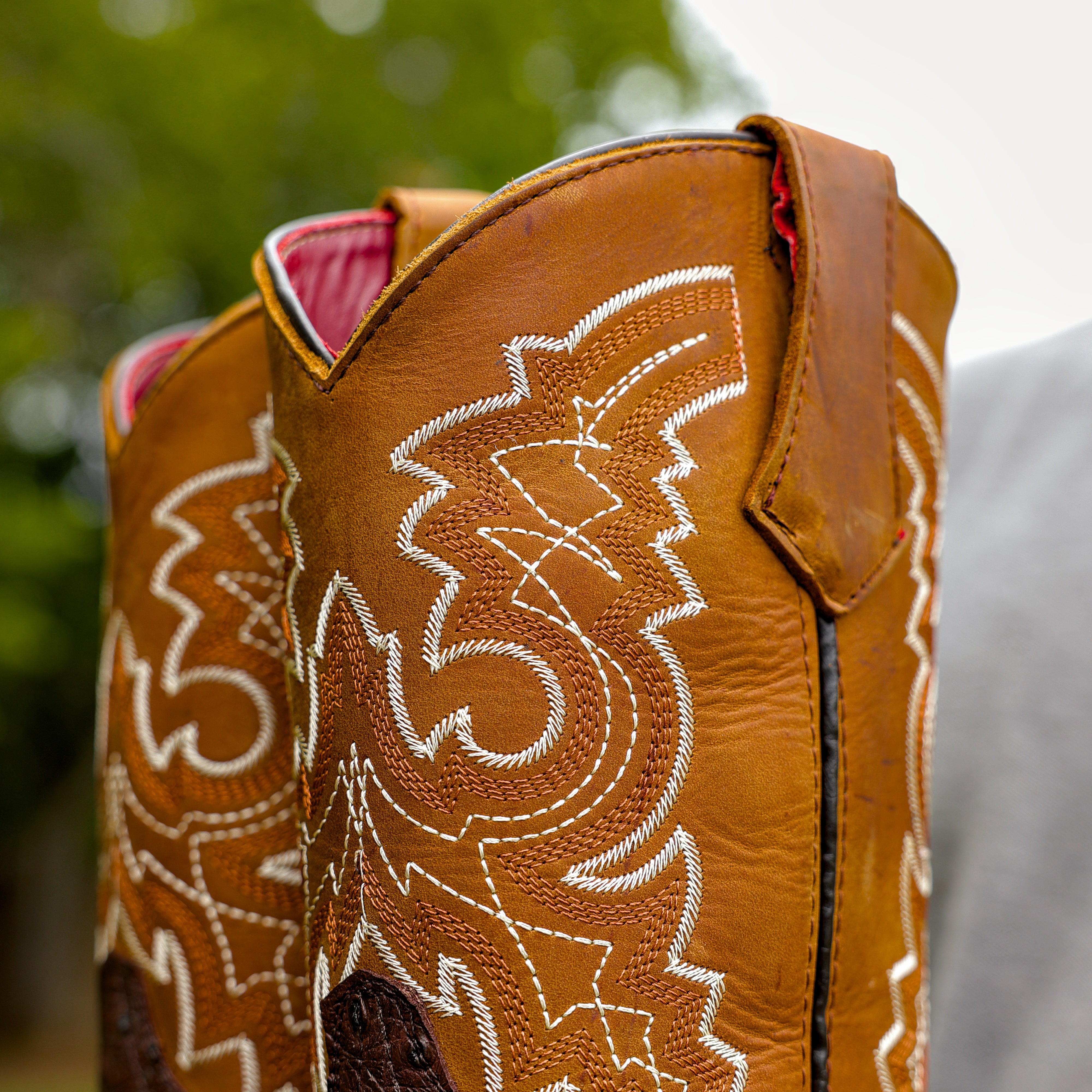 Brown Ostrich Leather Boots With 3D Lightweight Sole - Composite Toe