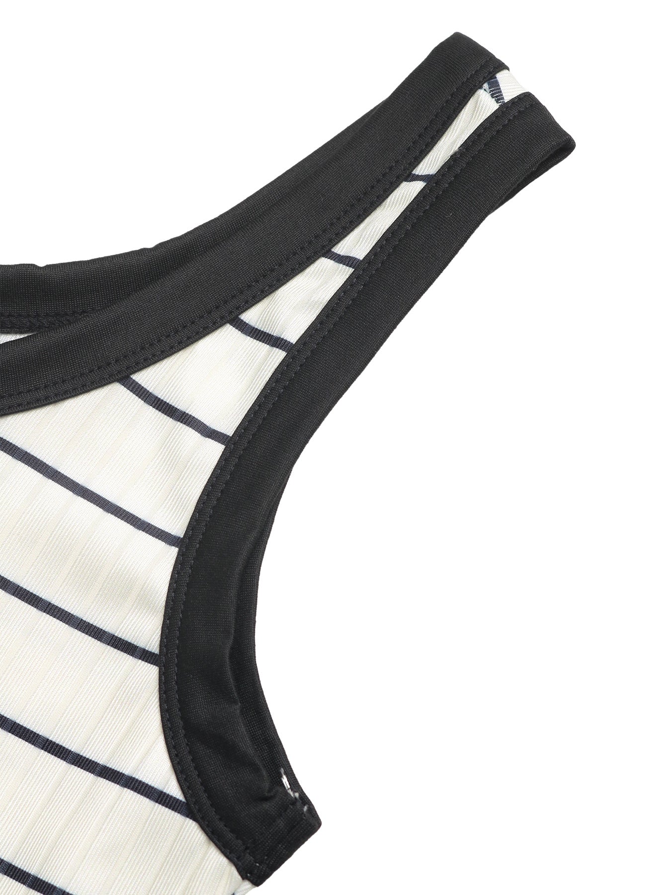 Striped Sleeveless Ribbed Knit Midi Dress