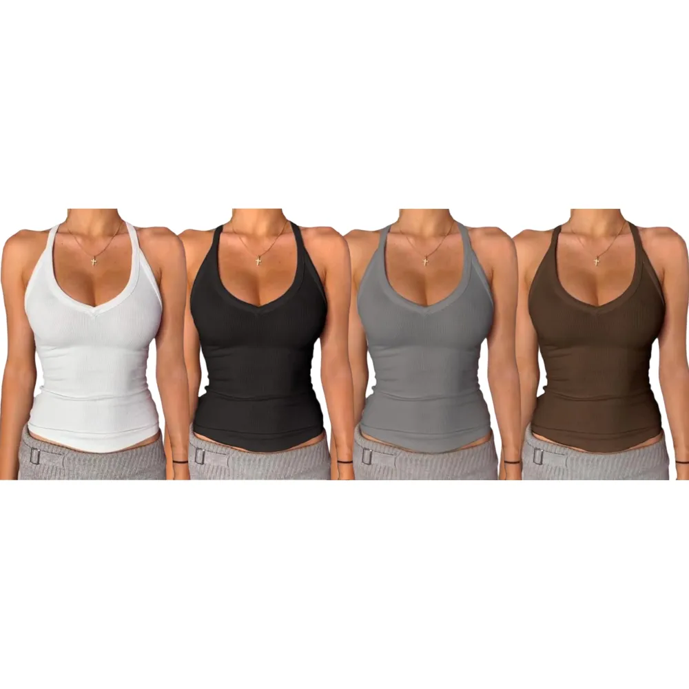 V Neck Racer Back Tank Top