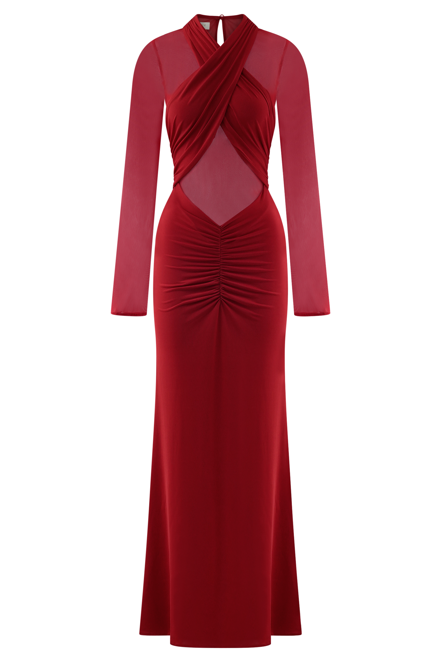 Ruby Slinky And Mesh Long Sleeve Maxi Dress