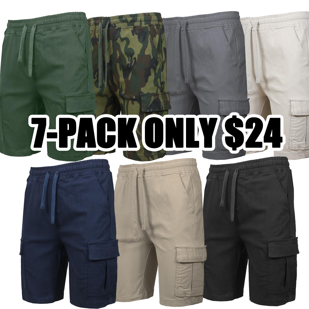Men's Multi Pack Super Stretch Pull-On Cargo Shorts