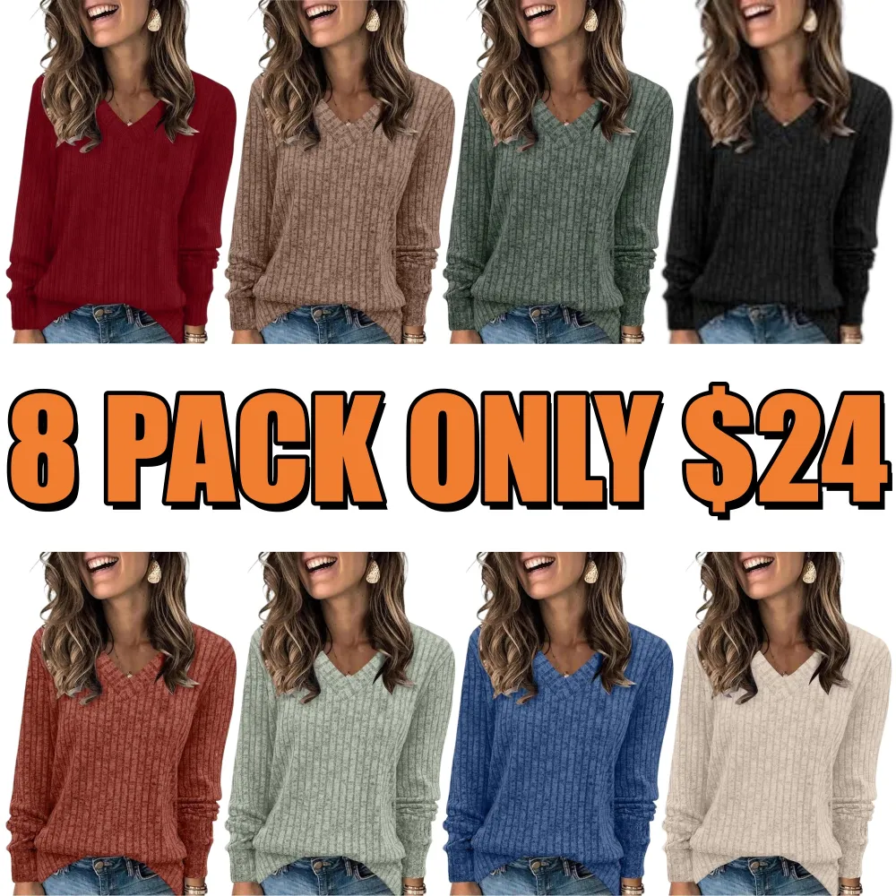 V Neck Long Sleeve Shirts for Women