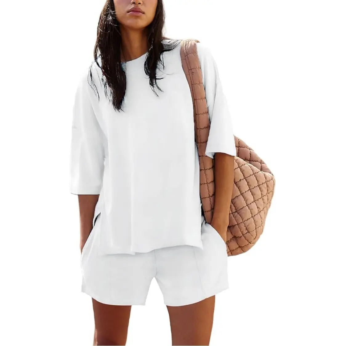 2026 Womens Shorts Sets 2 Piece Outfits Summer Half Sleeve Crew Neck Lounge Sets Matching Clothing