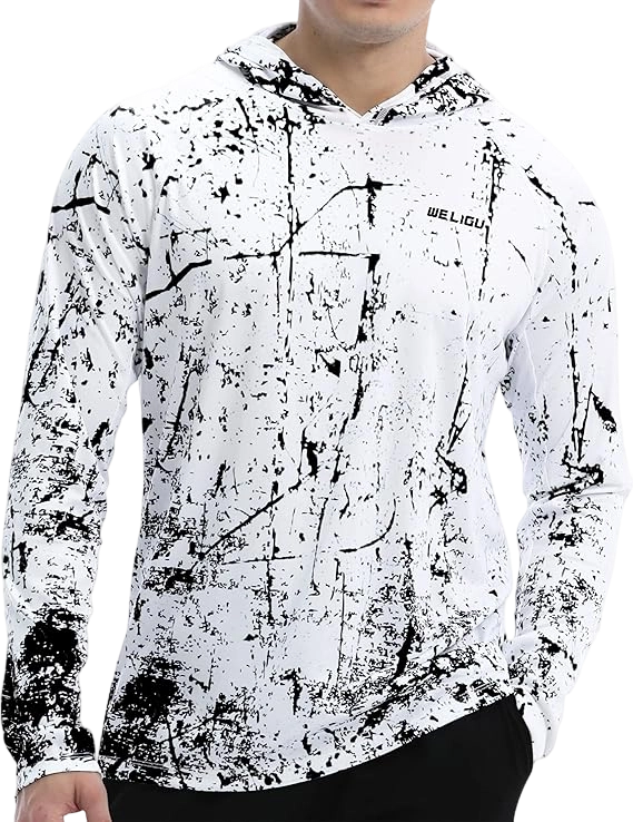 Men's UPF 50+ Sun Protection Hoodie Shirt Long Sleeve SPF Fishing Outdoor UV Hiking Lightweight Shirts