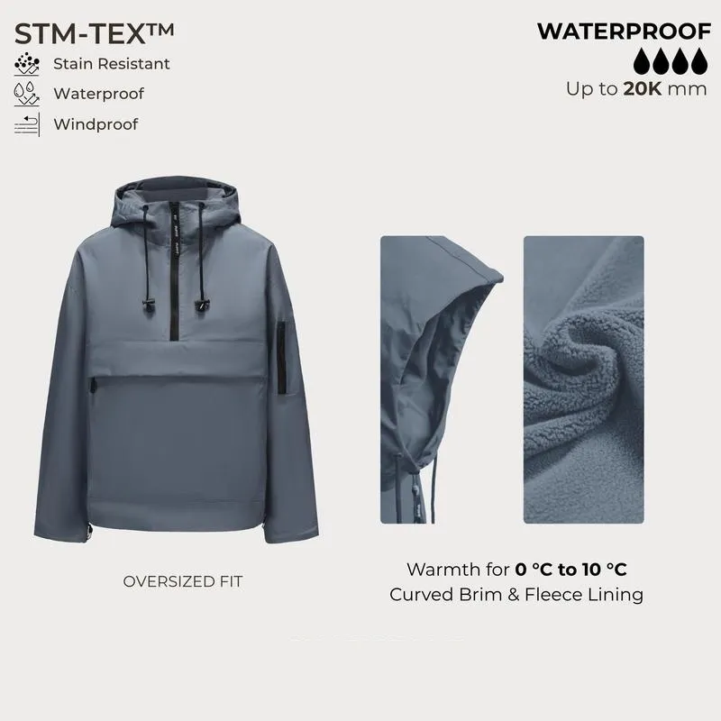 Woman Waterproof Oversized Fall Hoodie Coat Warm Half Zip Rain Jacket