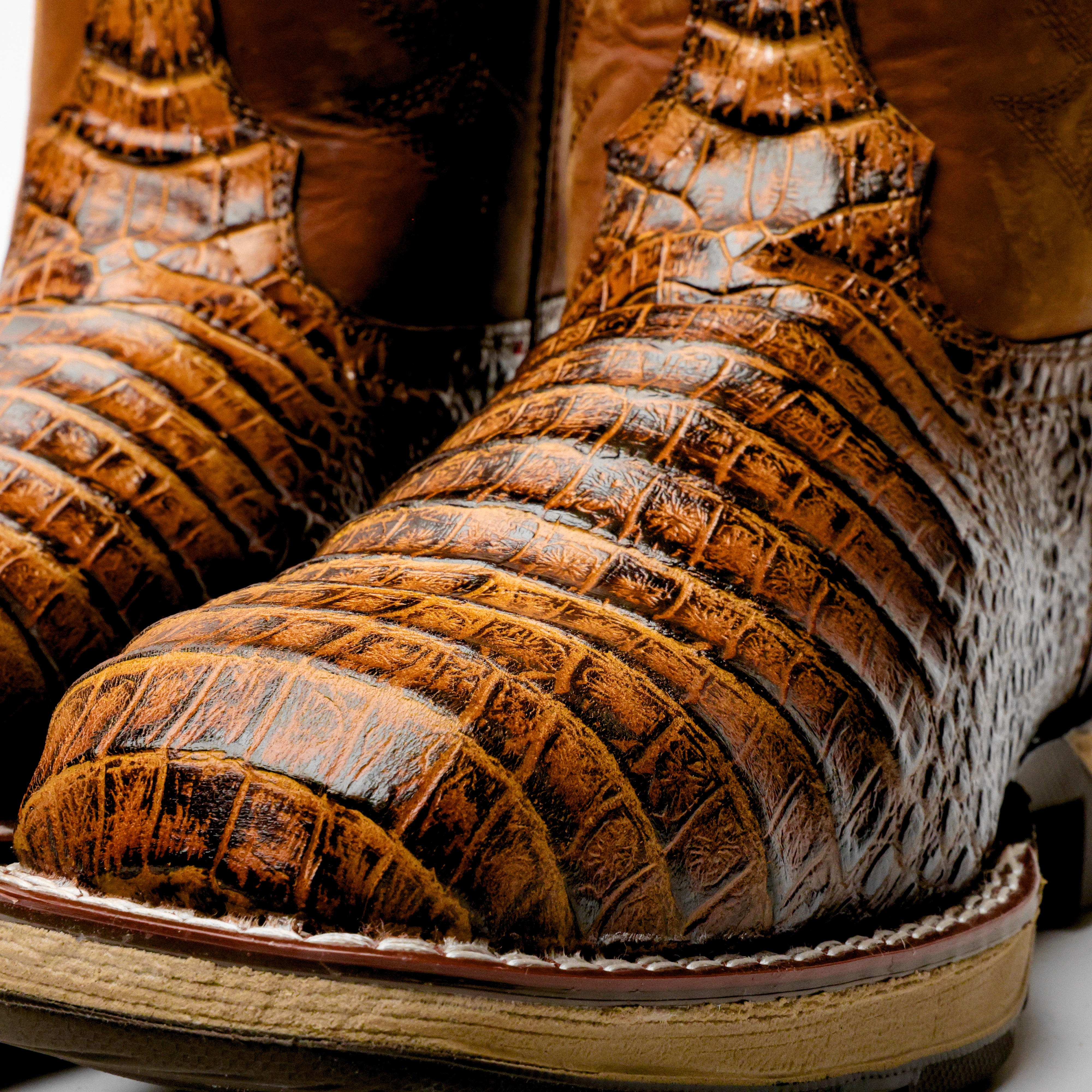 Honey Caiman Belly Leather Boots With 3D Lightweight Sole - Composite Toe