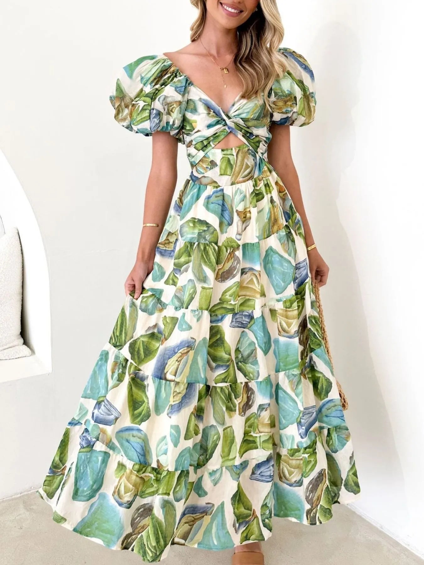 Off-Shoulder Floral Tiered Dress with Ruffle Details