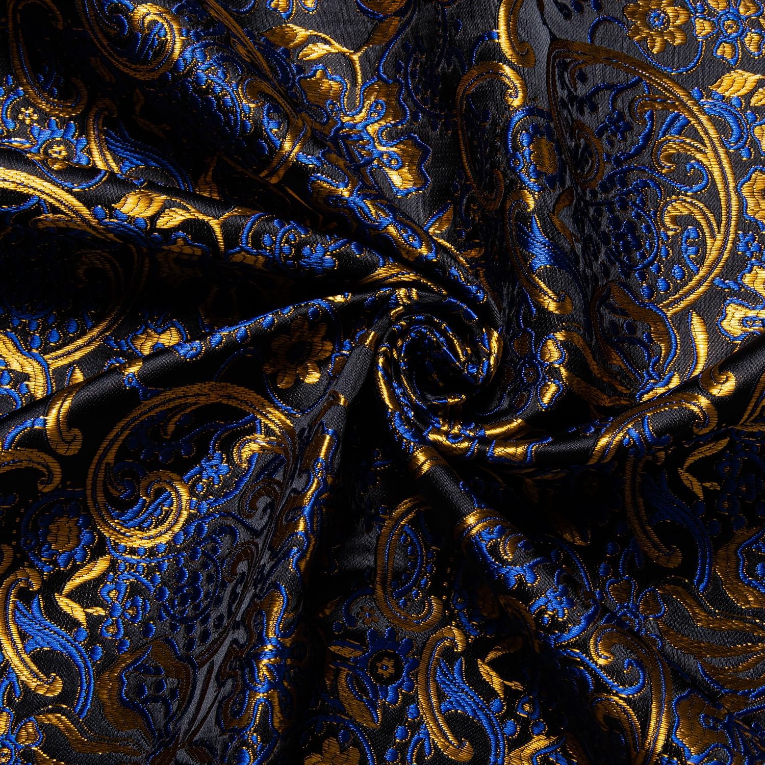 Men's Paisley Dress Shirt Long Sleeve Wrinkle Free Button Down Cowboy Shirts - Blue&gold&paisley